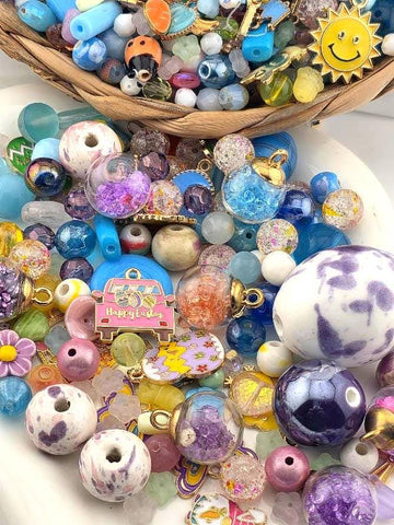 2oz | "Easter Egg Hunt" Glass Bead Soup with Metal Charms Mix