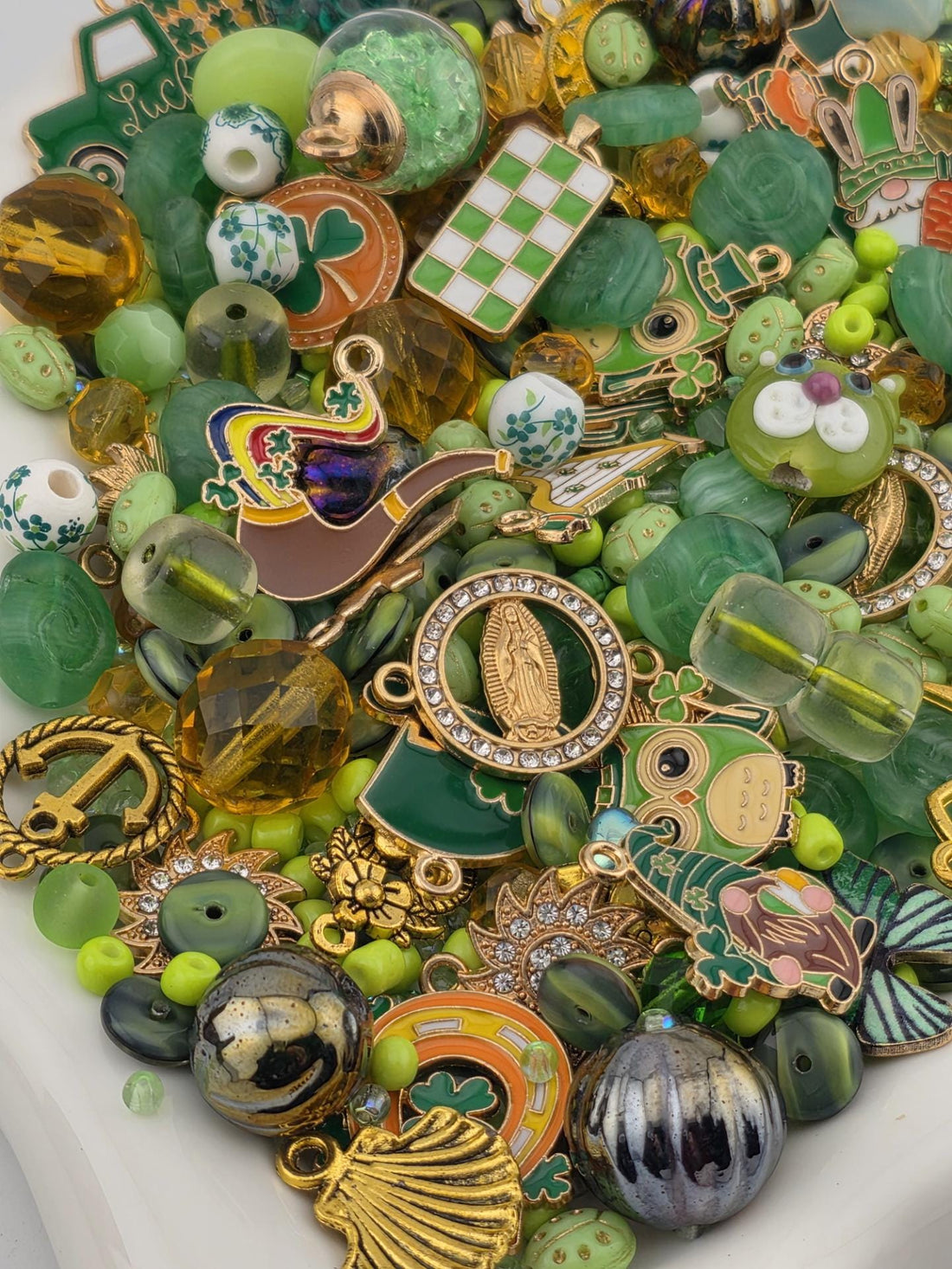 2oz | "Pot of Gold" Glass Bead Soup with Metal Charms Mix