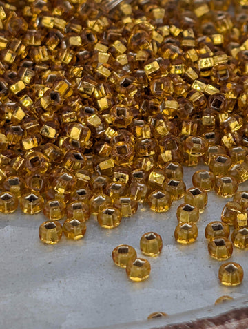 Transparent Gold Silver Lined | Size 8 | 15g | Preciosa-Ornela Glass Seed Beads | Czech Seed Beads | Bead Weaving Embroidery Supply