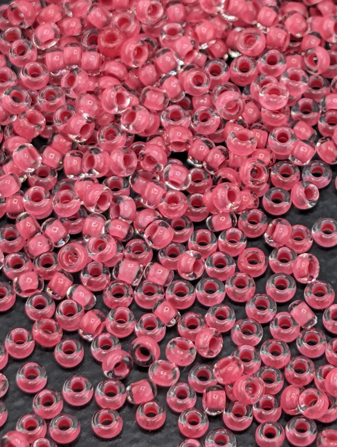 Transparent Terra-Intensive Crystal Lined Pink | Size 11 | 15g | Preciosa-Ornela Glass Seed Beads | Czech Seed Beads