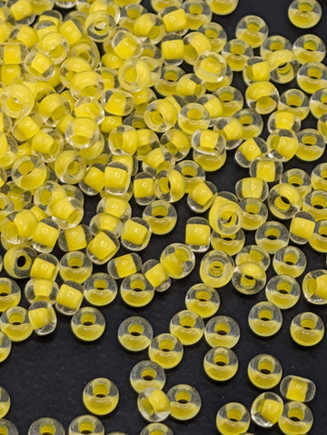 Transparent Terra Intensive YellowLined | Size 8 | 15g | Preciosa-Ornela Glass Seed Beads
