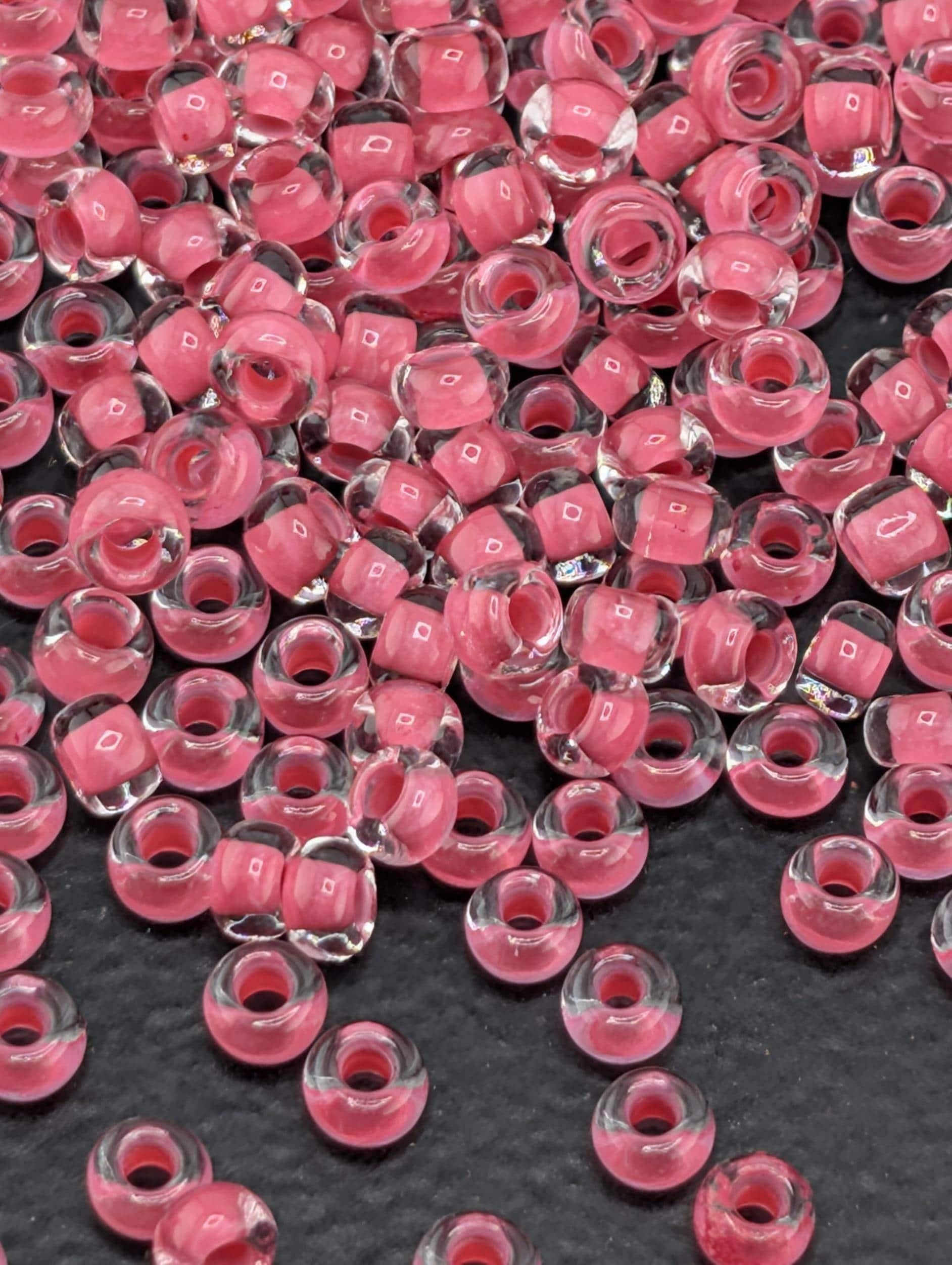Translucent Pink Lined Clear | Size 8 | 15g | Preciosa-Ornela Glass Seed Beads