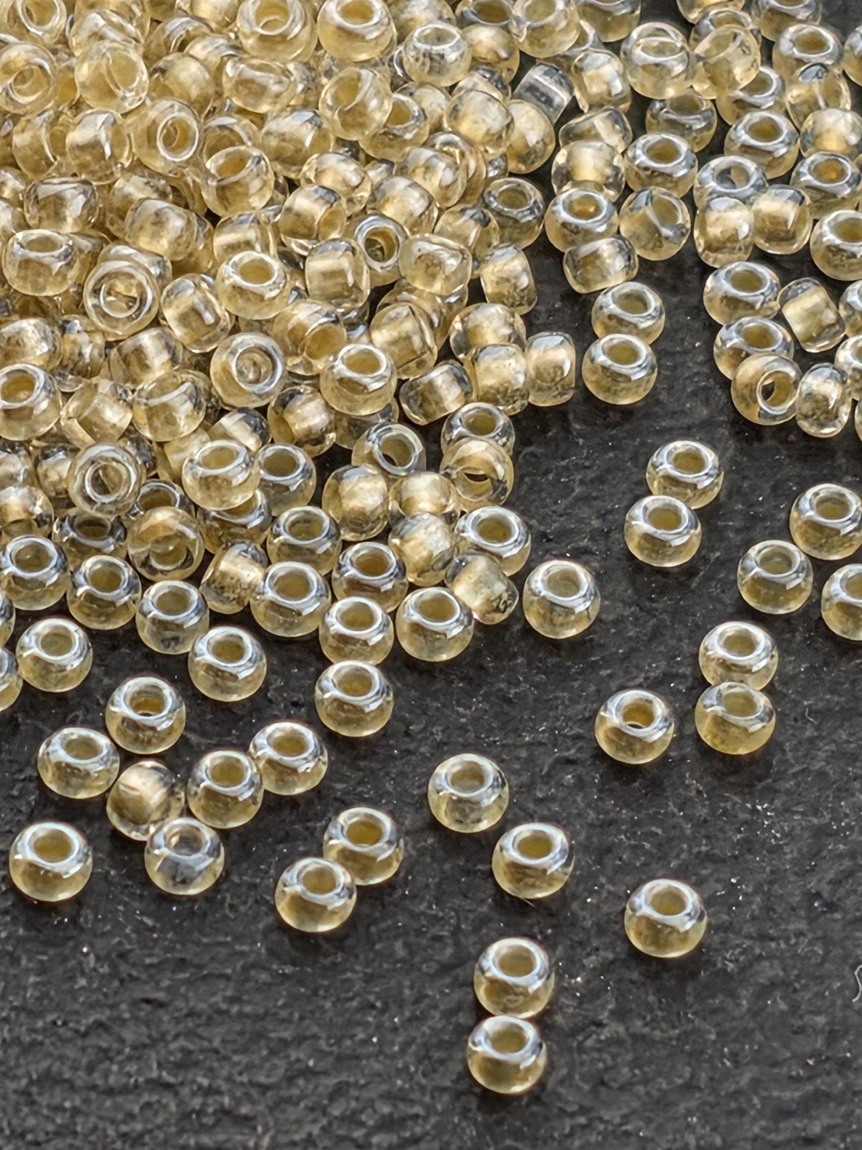 Translucent Mocca PearlLined Crystal Clear | Size 11 | 15g | Preciosa-Ornela Glass Seed Beads | Czech Seed Beads
