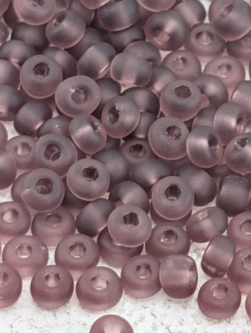 Translucent Purple Matte| Size 6 | Half-Hank (12" 6-String) | Preciosa-Ornela Glass Seed Beads