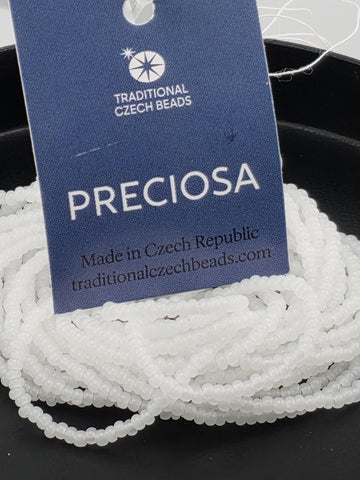 Translucent Alabaster | Size 11 | Half-Hank (12" 6-String) | Preciosa-Ornela Glass Seed Beads | Czech Seed Beads
