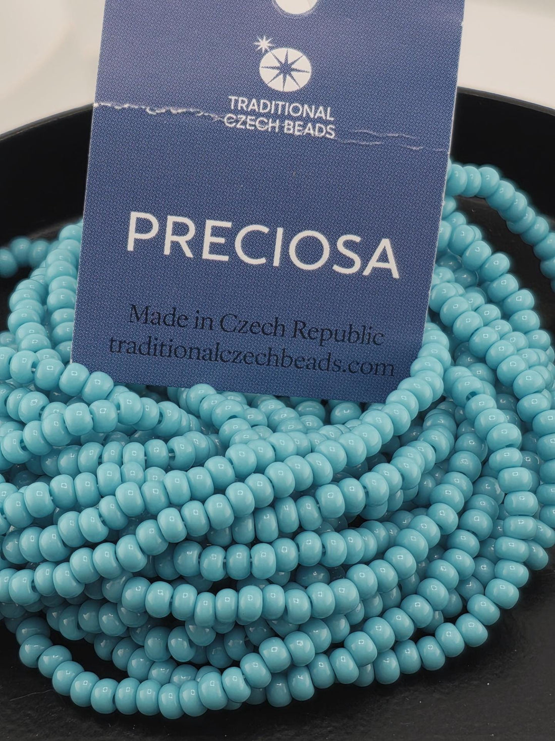 Translucent Opal Blue Turquoise | Size 8 | Half-Hank (12" 6-String) | Preciosa-Ornela Glass Seed Beads