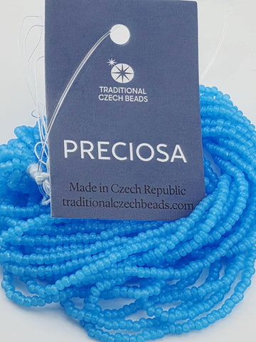Translucent Aqua Opal | Size 11 | Half-Hank (12" 6-String) | Preciosa-Ornela Glass Seed Beads