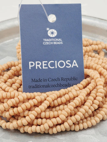 Opaque Wheat Solgel | Size 8 | Half-Hank (12" 6-String) | Preciosa-Ornela Glass Seed Beads