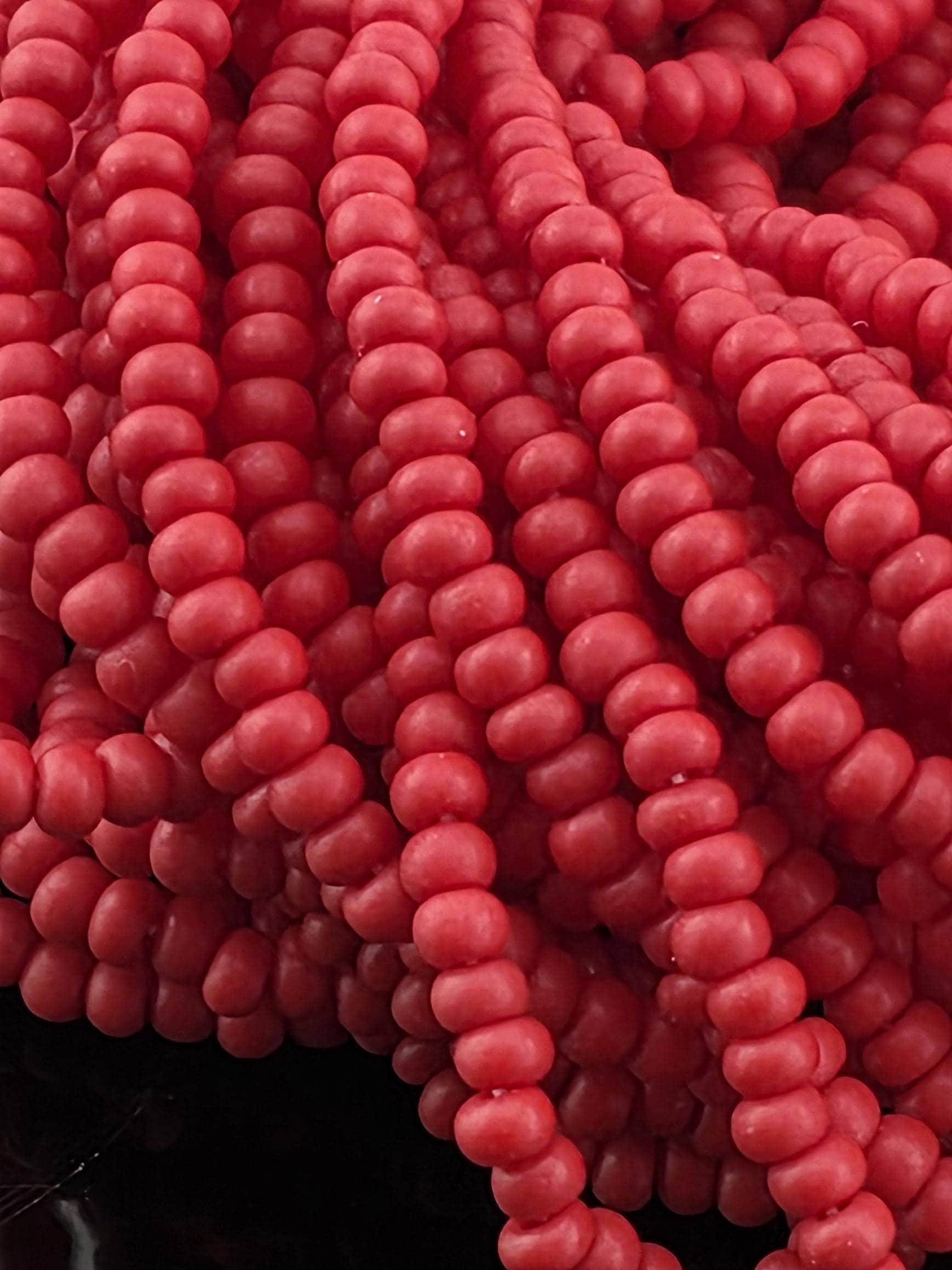 Opaque Red Matte | Size 11 | Half-Hank (12" 6-String) | Preciosa-Ornela Glass Seed Beads