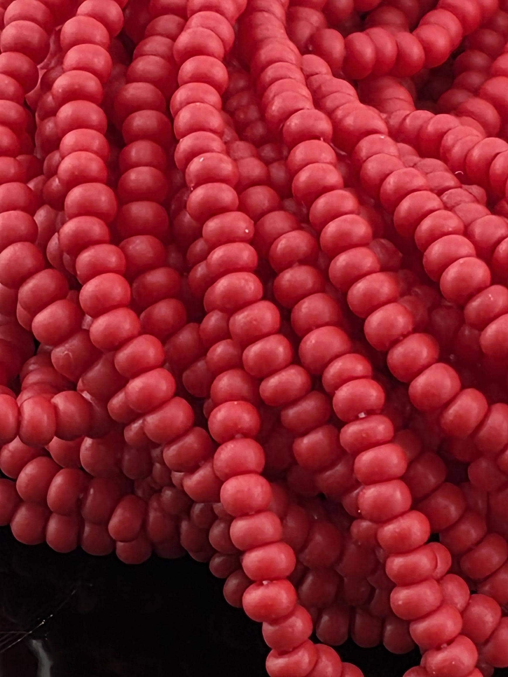 Opaque Red Matte | Size 11 | Half-Hank (12" 6-String) | Preciosa-Ornela Glass Seed Beads | Czech Seed Beads
