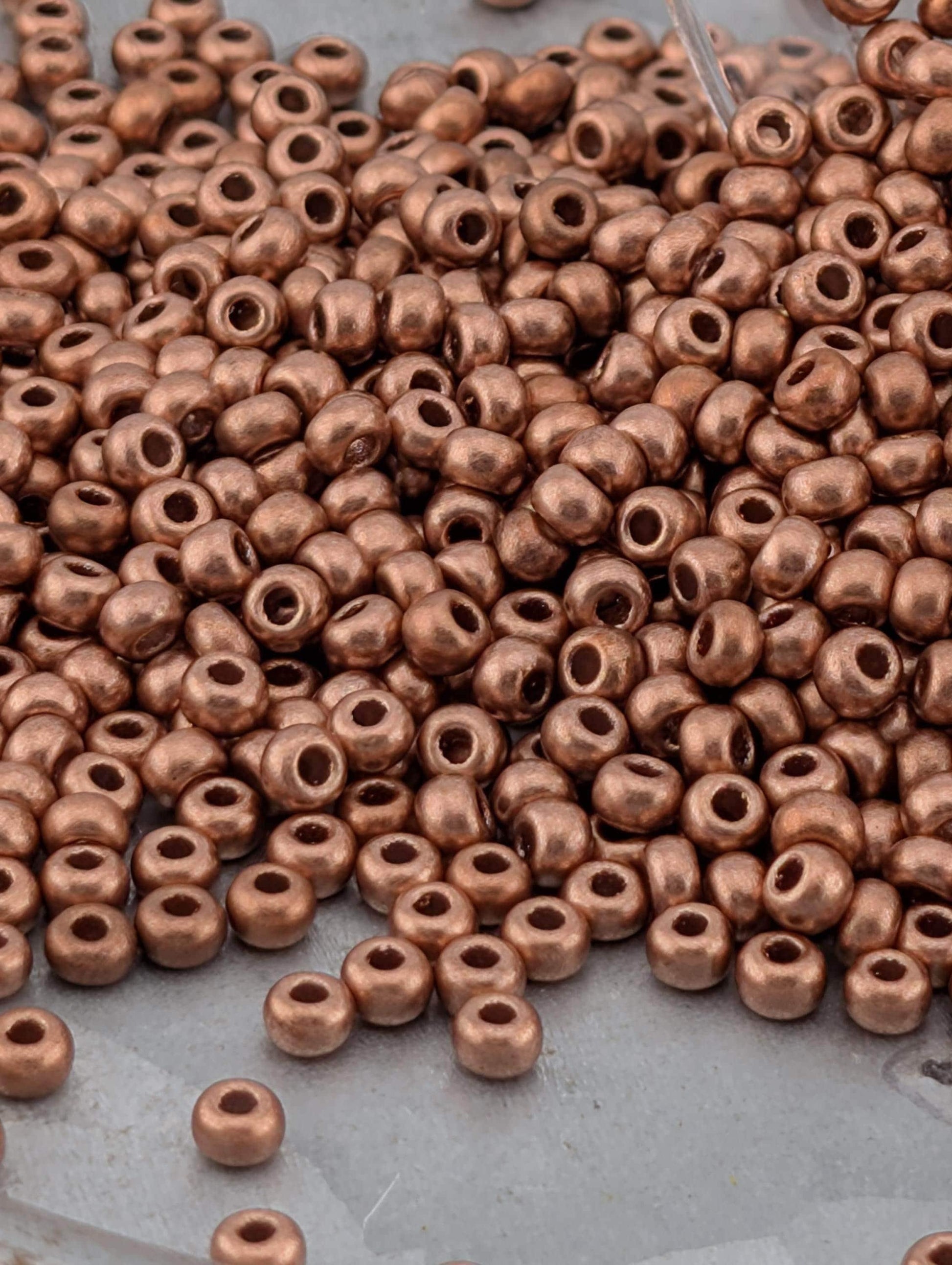 Opaque Metallic Soft Copper | Size 8 | 15g | Preciosa-Ornela Glass Seed Beads | Czech Seed Beads | Bead Weaving Embroidery Supply
