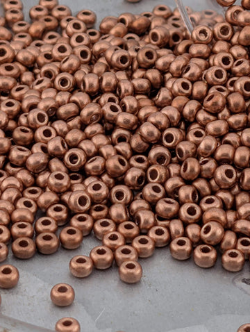Opaque Metallic Soft Copper | Size 8 | 15g | Preciosa-Ornela Glass Seed Beads | Czech Seed Beads | Bead Weaving Embroidery Supply