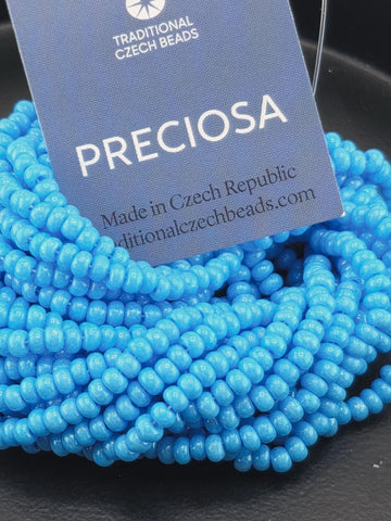 Opaque Terra Intensive Dyed Blue | Size 8 | Half-Hank (12" 6-String) | Preciosa-Ornela Glass Seed Beads