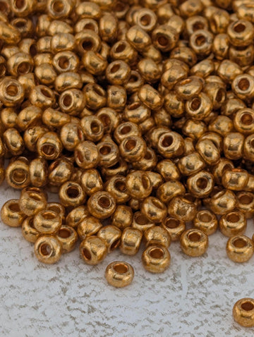 Opaque Metallic Gold | Size 8 | 15g | Preciosa-Ornela Glass Seed Beads | Czech Seed Beads | Bead Weaving Embroidery Supply | DIY Jewelry