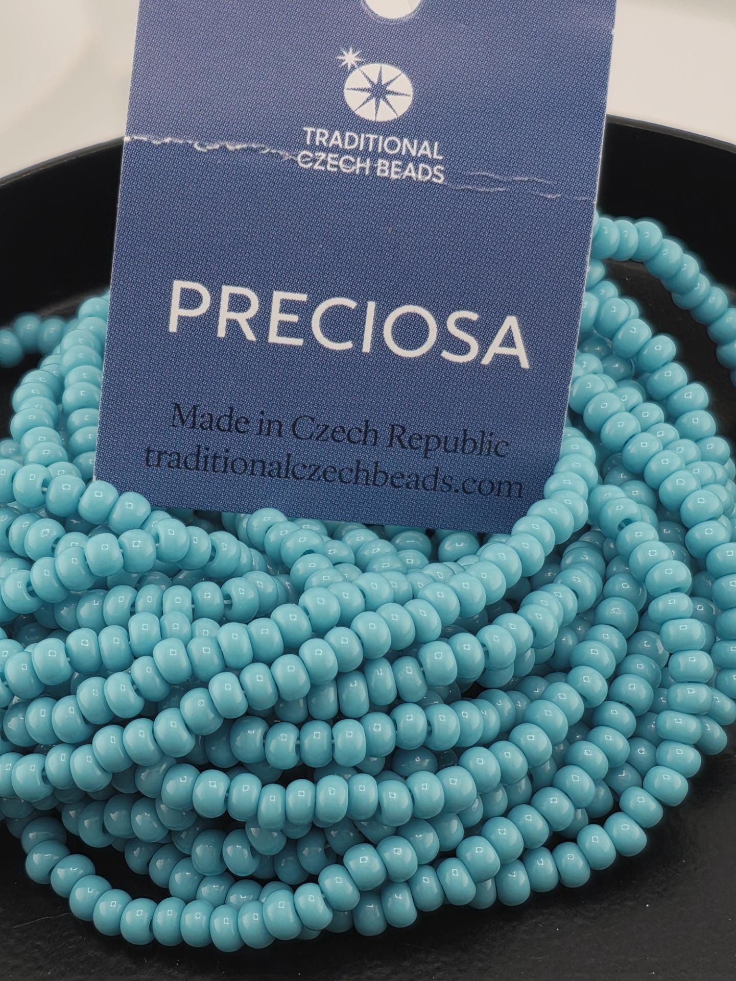 Opaque Green Turquoise | Size 8 | Half-Hank (12" 6-String) | Preciosa-Ornela Glass Seed Beads