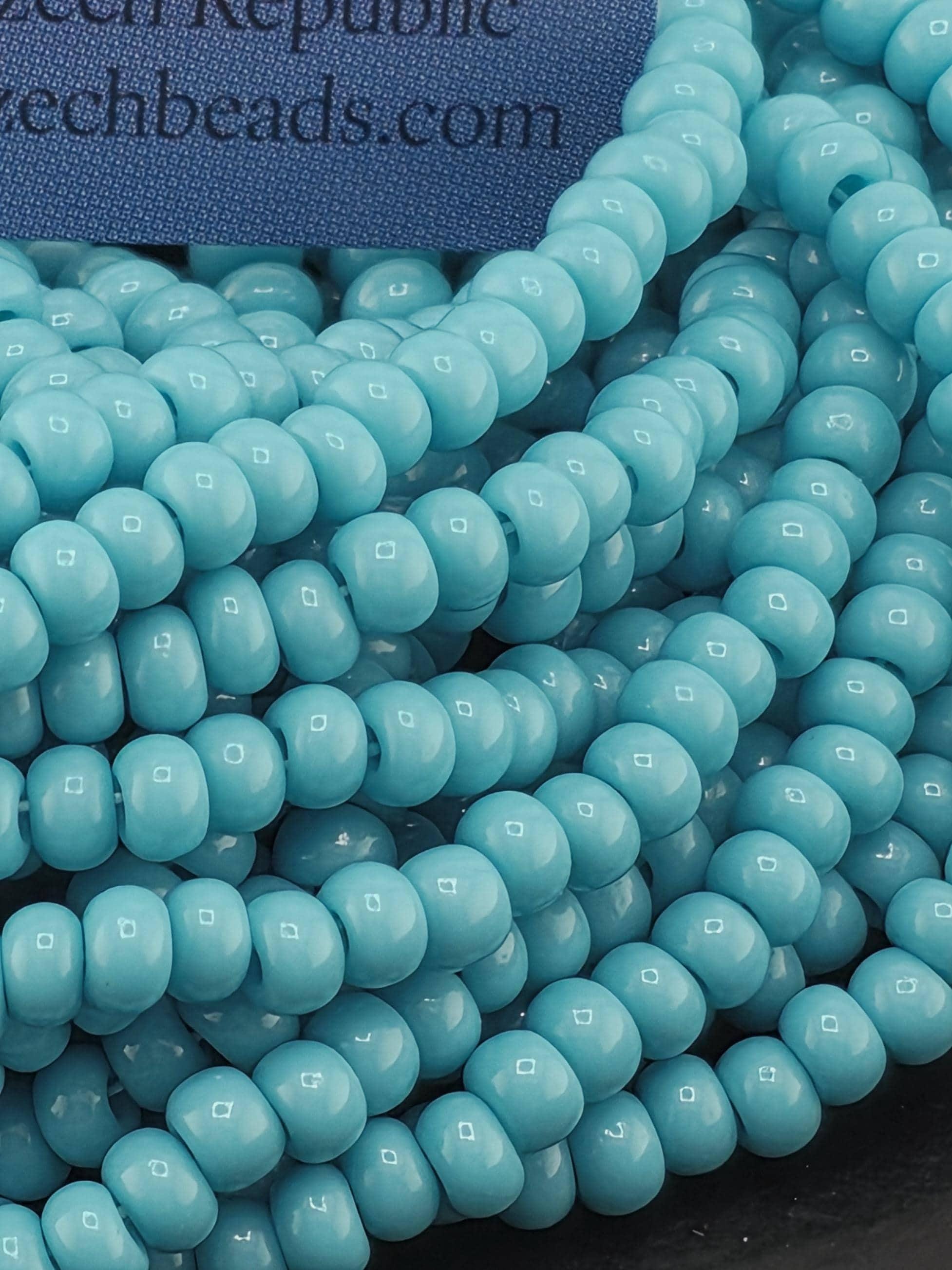 Opaque Green Turquoise | Size 8 | Half-Hank (12" 6-String) | Preciosa-Ornela Glass Seed Beads
