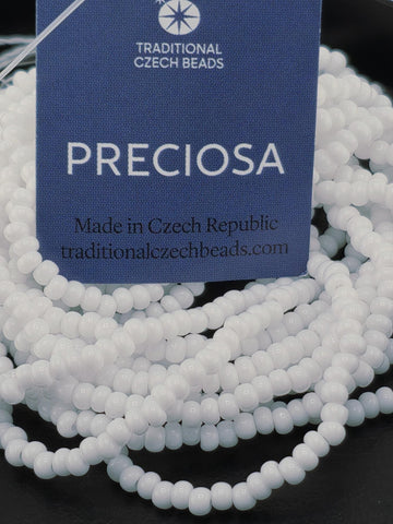 Opaque Chalk Color | Size 8 | Half-Hank (12" 6-String) | Preciosa-Ornela Glass Seed Beads | Czech Seed Beads
