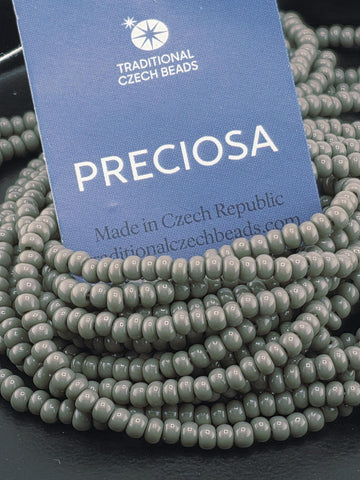 Opaque Grey | Size 8 | Half-Hank (12" 6-String) | Preciosa-Ornela Glass Seed Beads