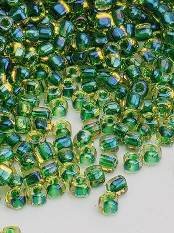 10TR1165-Miyuki Triangle Beads:Amber/Green ICL (15g pkg) | Japanese Seed Beads | Bead Weaving Embroidery Supply | DIY Jewelry