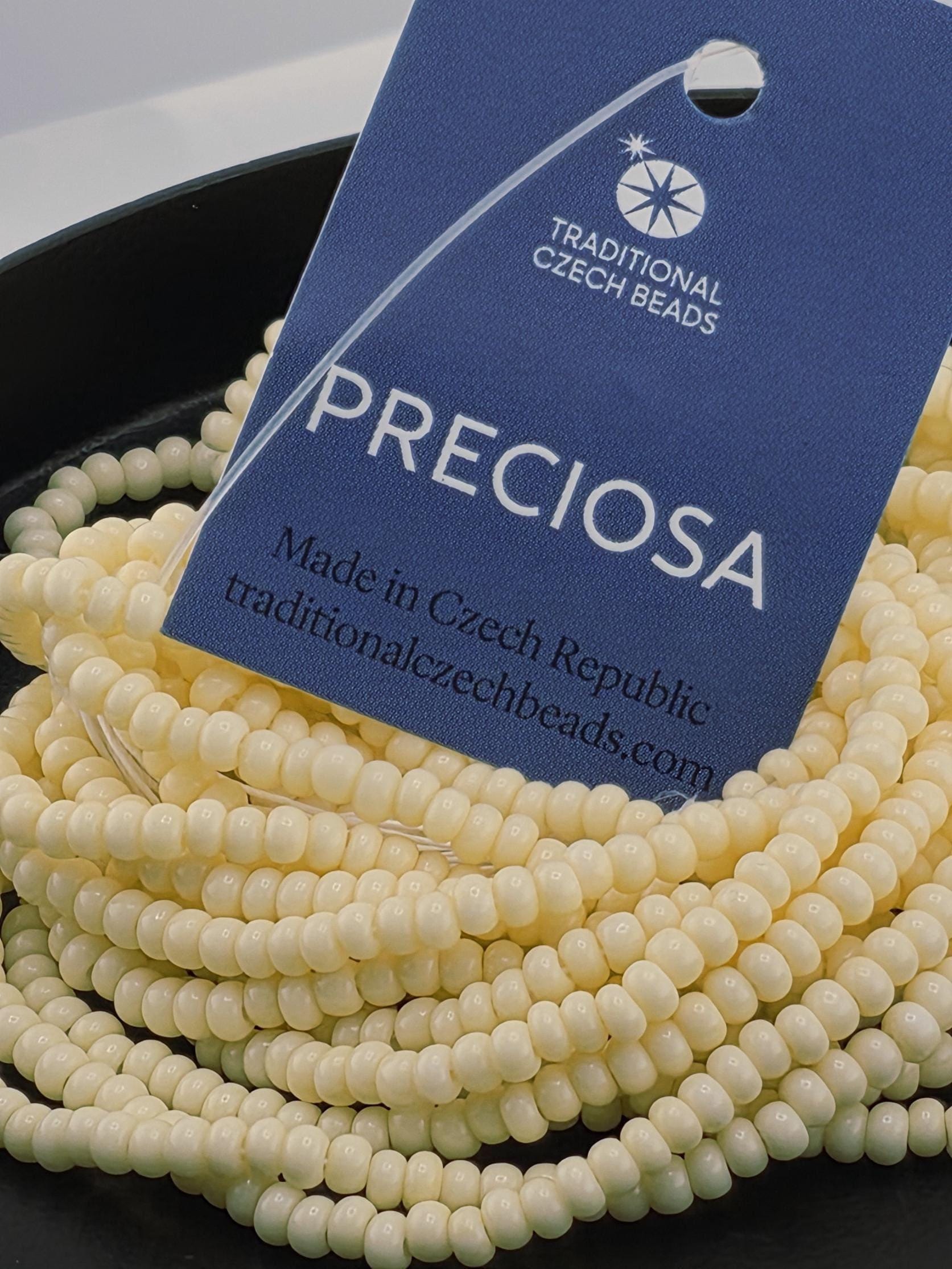 Opaque Beige Dyed Chalk White | Size 8 | Half-Hank (12" 6-String) | Preciosa-Ornela Glass Seed Beads | Czech Seed Beads