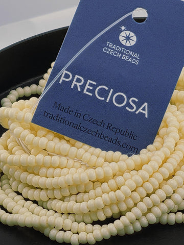 Opaque Beige Dyed Chalk White | Size 8 | Half-Hank (12" 6-String) | Preciosa-Ornela Glass Seed Beads | Czech Seed Beads