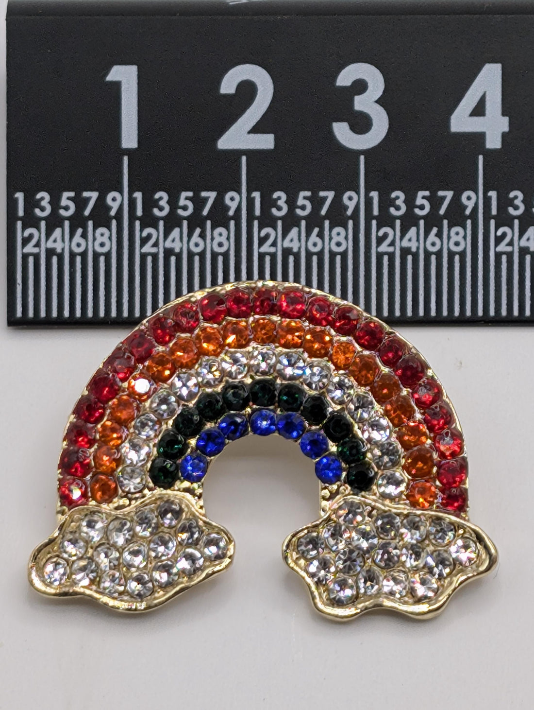 Colorful Rainbow Rhinestone Brooch Pin - Silver or Gold Plated Pendant