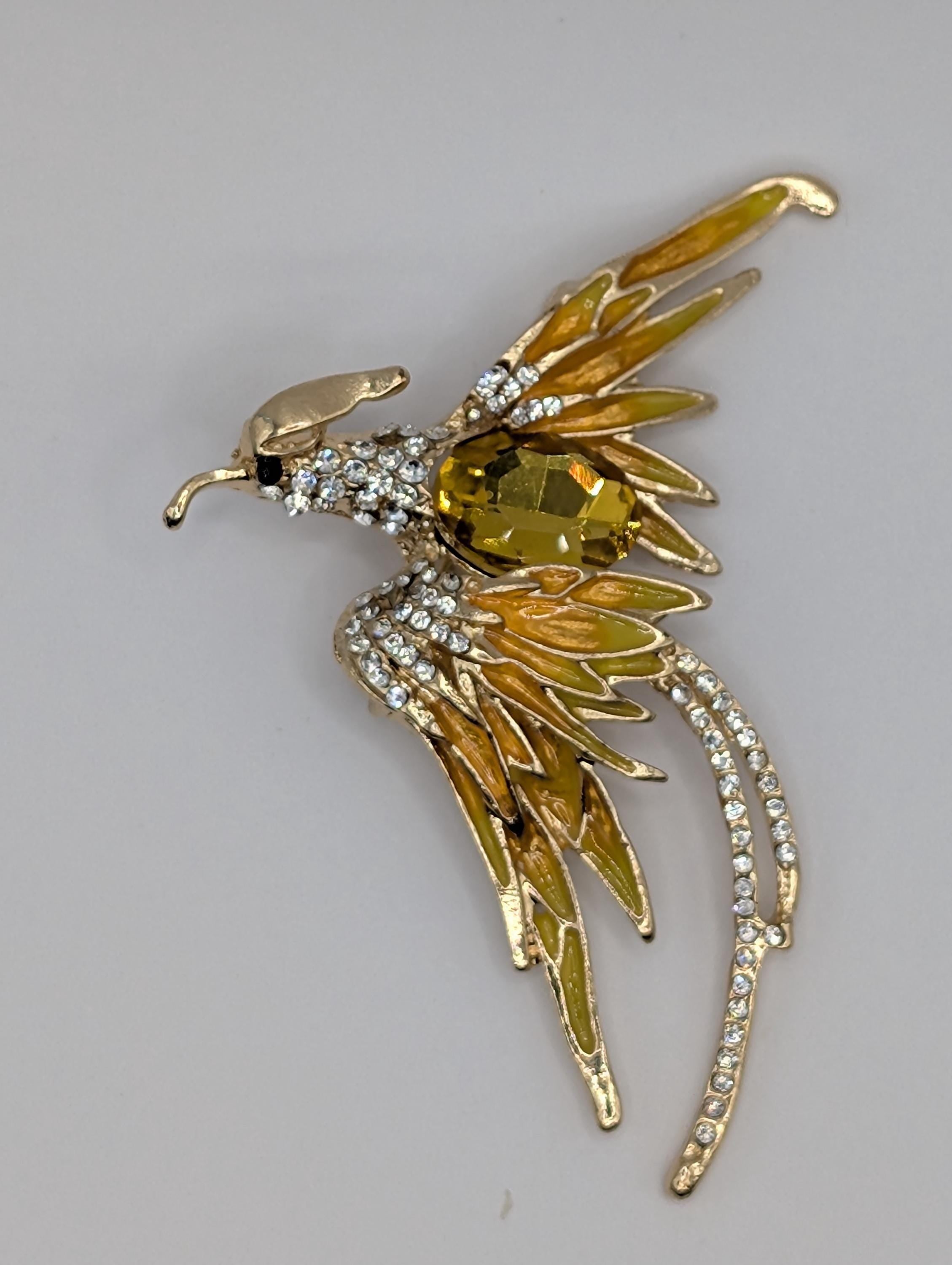 Phoenix Brooch: Gold Plated Rhinestone Pin (Elegant Accessory)