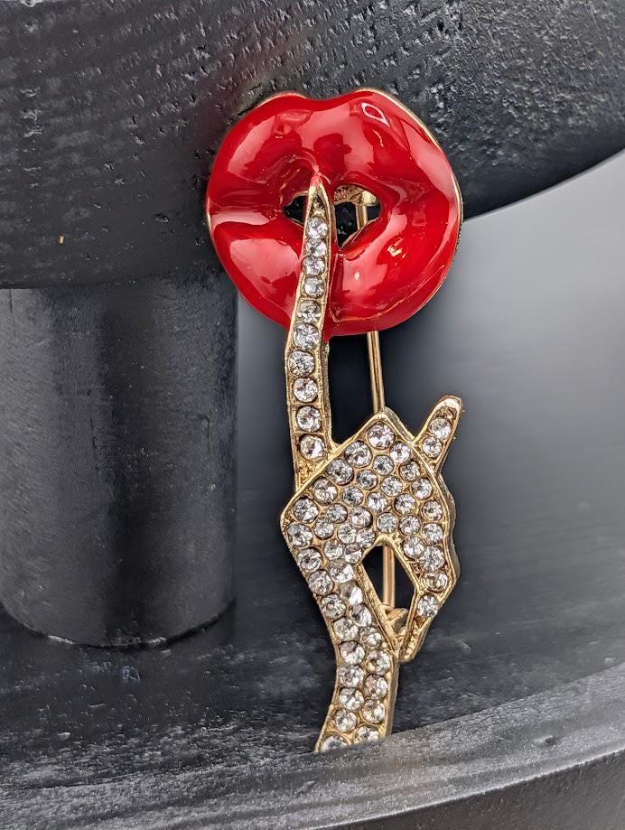 Delicate Gold Plated Brooch: Rhinestone Pin (Casual or Formal)