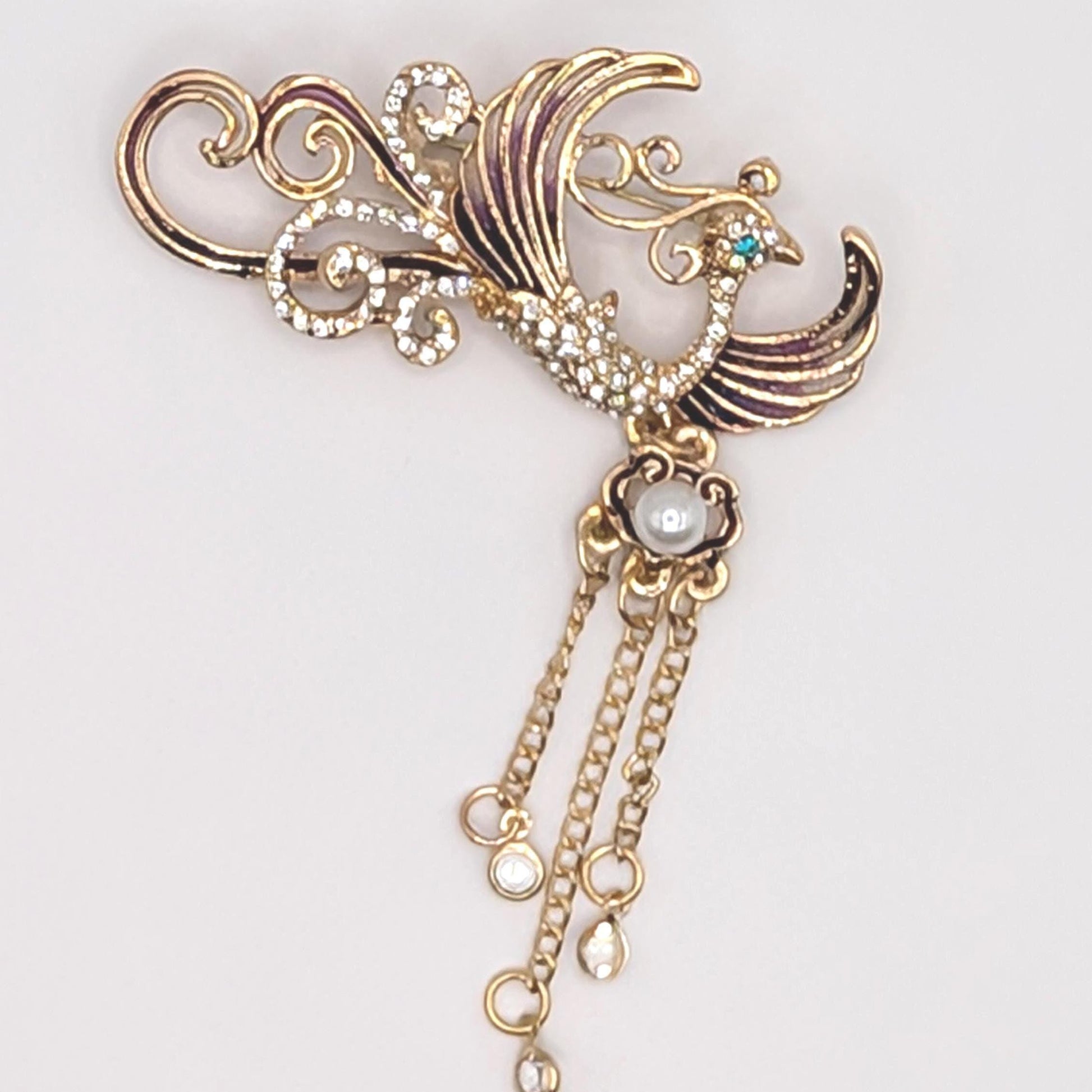 Gold Plated Phoenix Brooch: Yellow Enamel Pin, 1.5 Inch