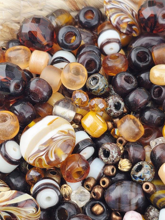 Espresso-Inspired Bead Mix: Vibrant Czech Glass Blend, 56g | Jewelry Making Bracelet Supply | Learise Curated Mix