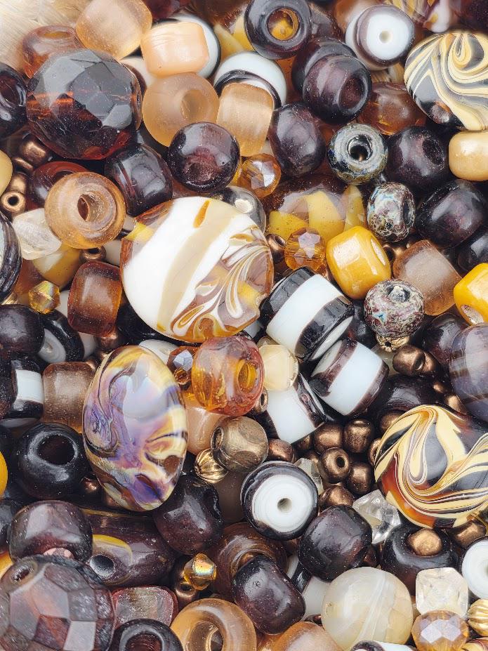 Espresso-Inspired Bead Mix: Vibrant Czech Glass Blend, 56g | Jewelry Making Bracelet Supply | Learise Curated Mix