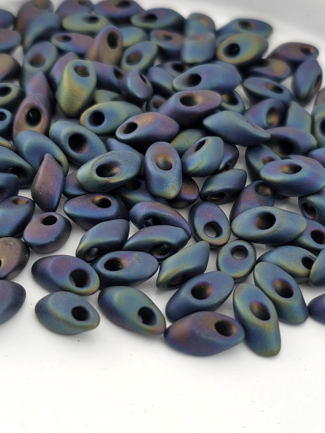 Miyuki Long Magatama Midnight Blue Matte Rainbow Size 4x7mm