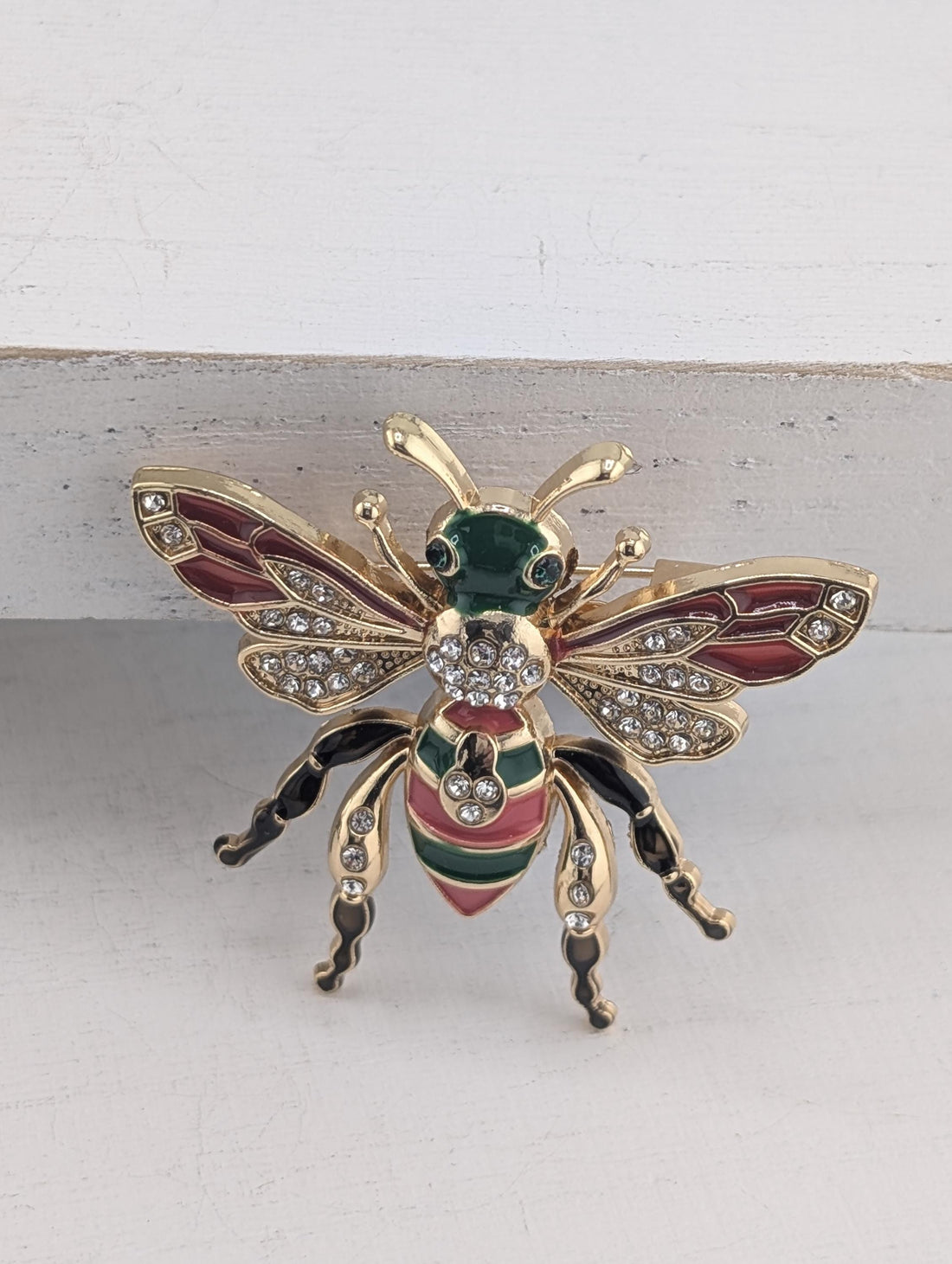 Queen Ant Brooch: Gold Plated with Sparkly Rhinestones
