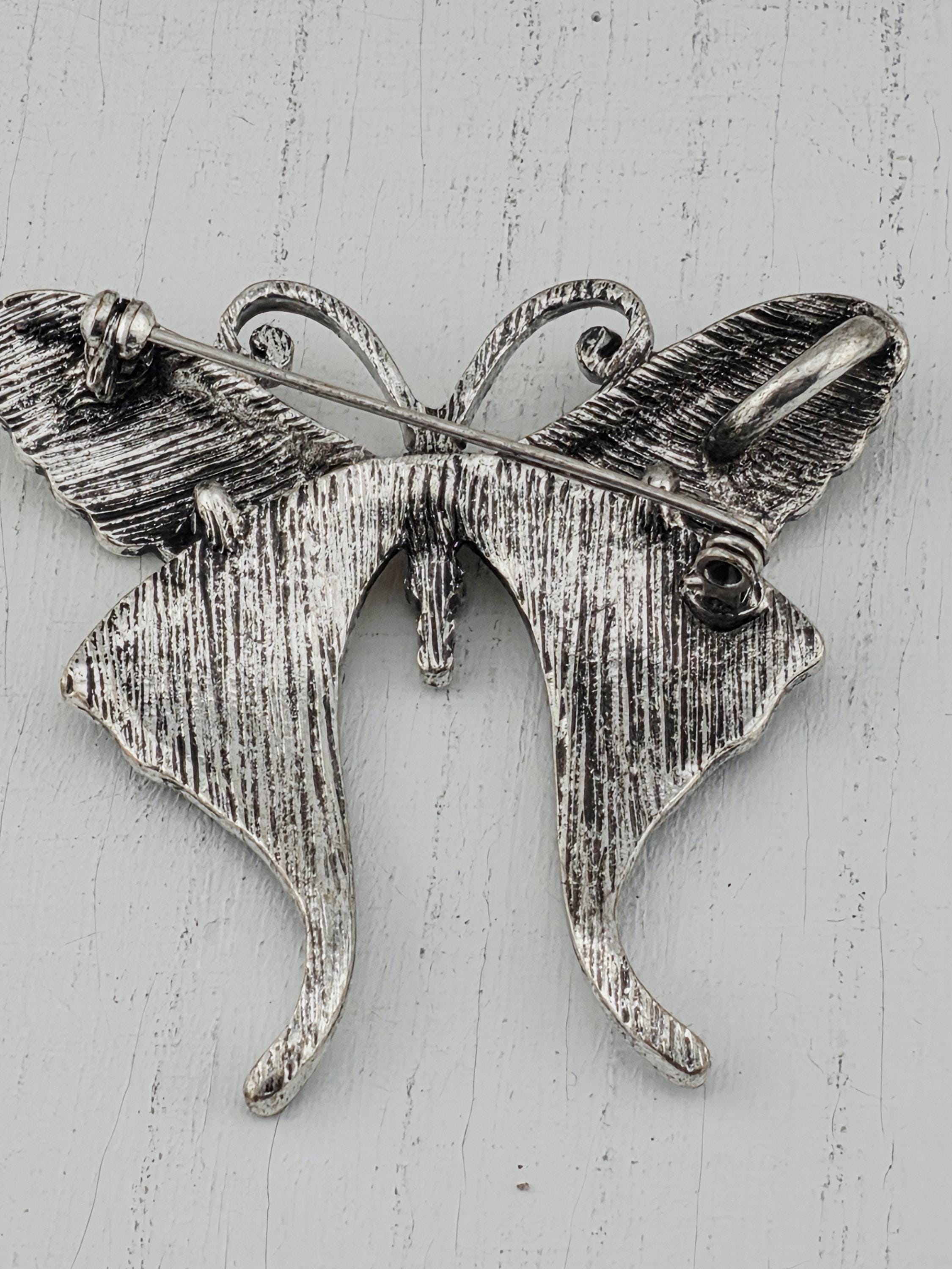 Butterfly Brooch: Neon Enamel Bright Colors - Silver Plated Pin