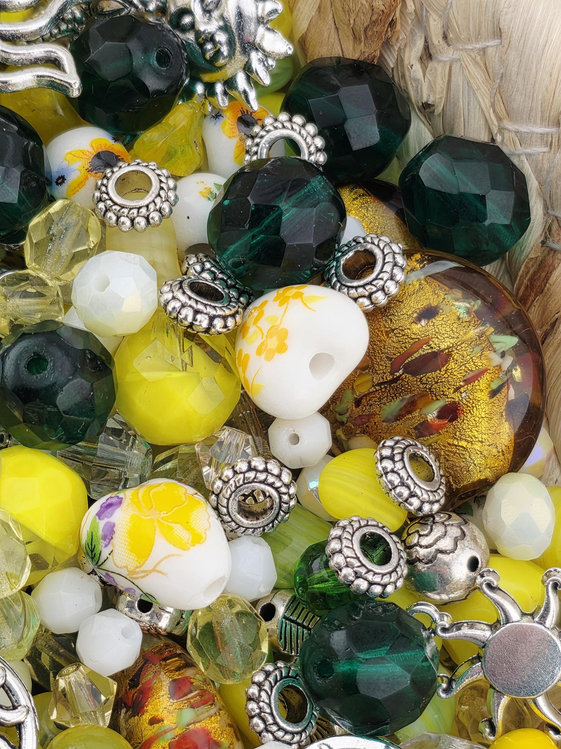 Sun of a Bead! Glass Bead Mix: Bold Jewel Tones with Playful Charms (2 oz) | Jewelry Making Bracelet Supply | Learise Curated Mix