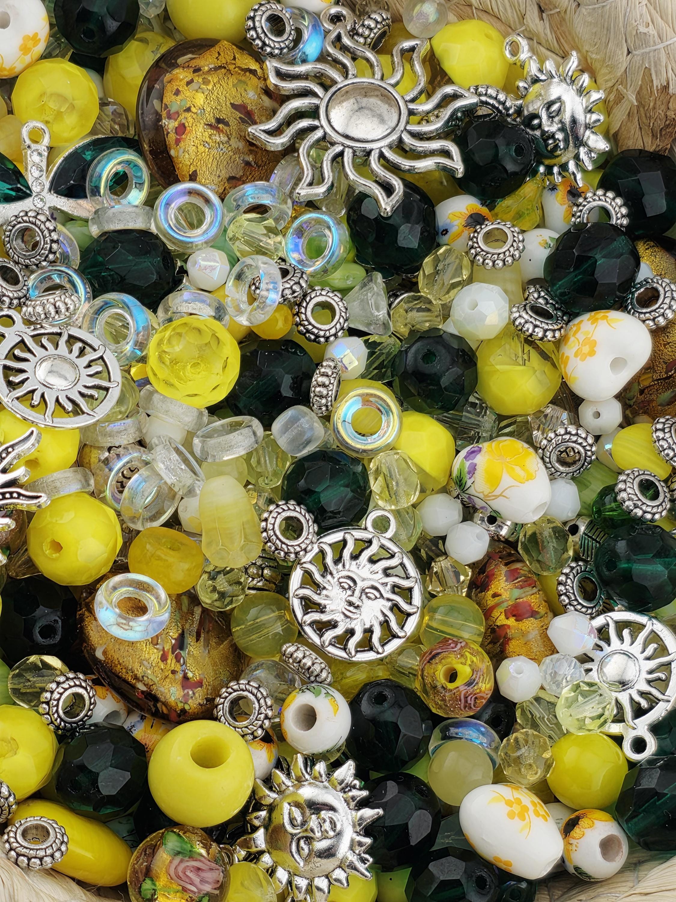 Sun of a Bead! Glass Bead Mix: Bold Jewel Tones with Playful Charms (2 oz) | Jewelry Making Bracelet Supply | Learise Curated Mix