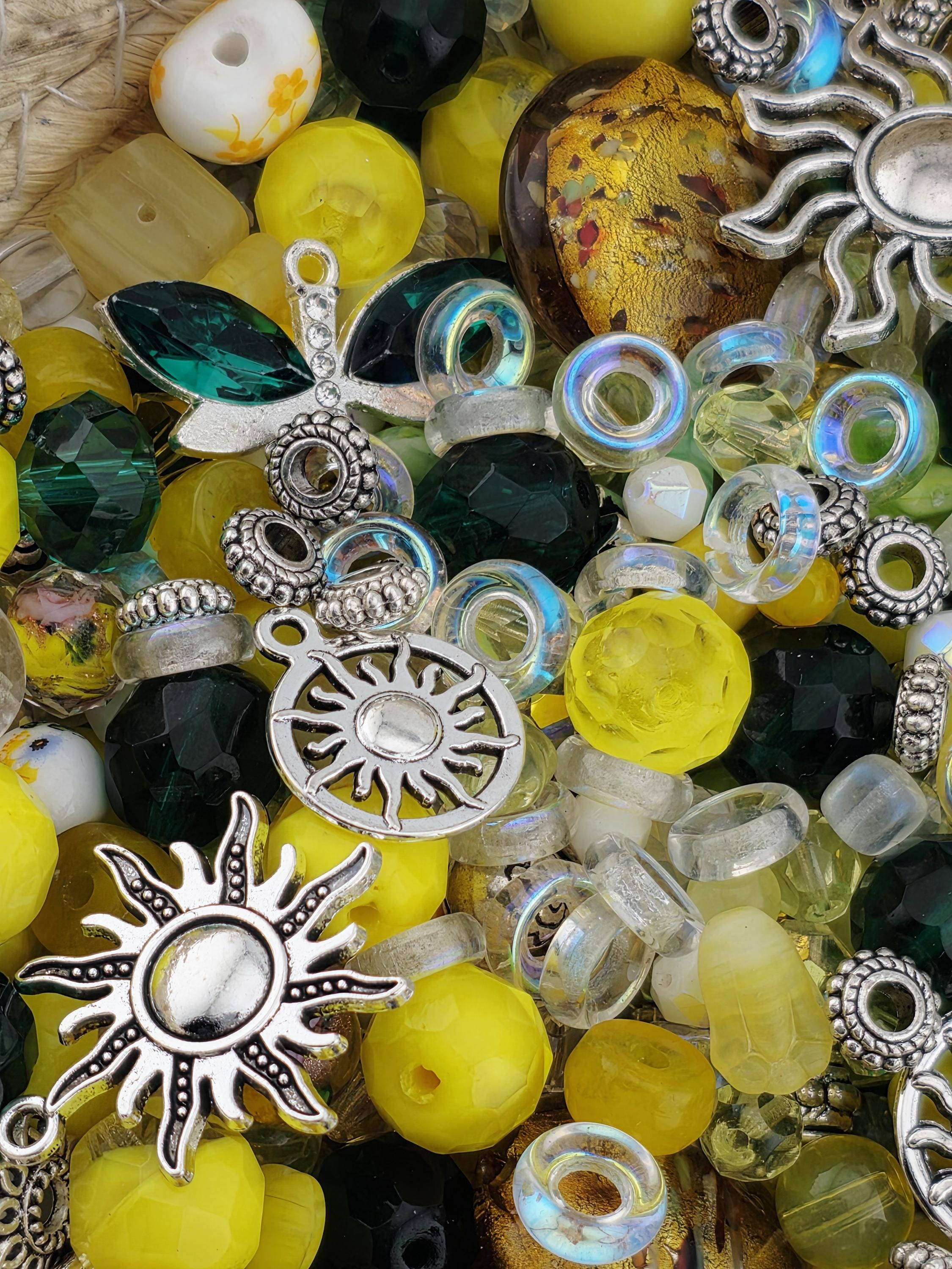 Sun of a Bead! Glass Bead Mix: Bold Jewel Tones with Playful Charms (2 oz) | Jewelry Making Bracelet Supply | Learise Curated Mix