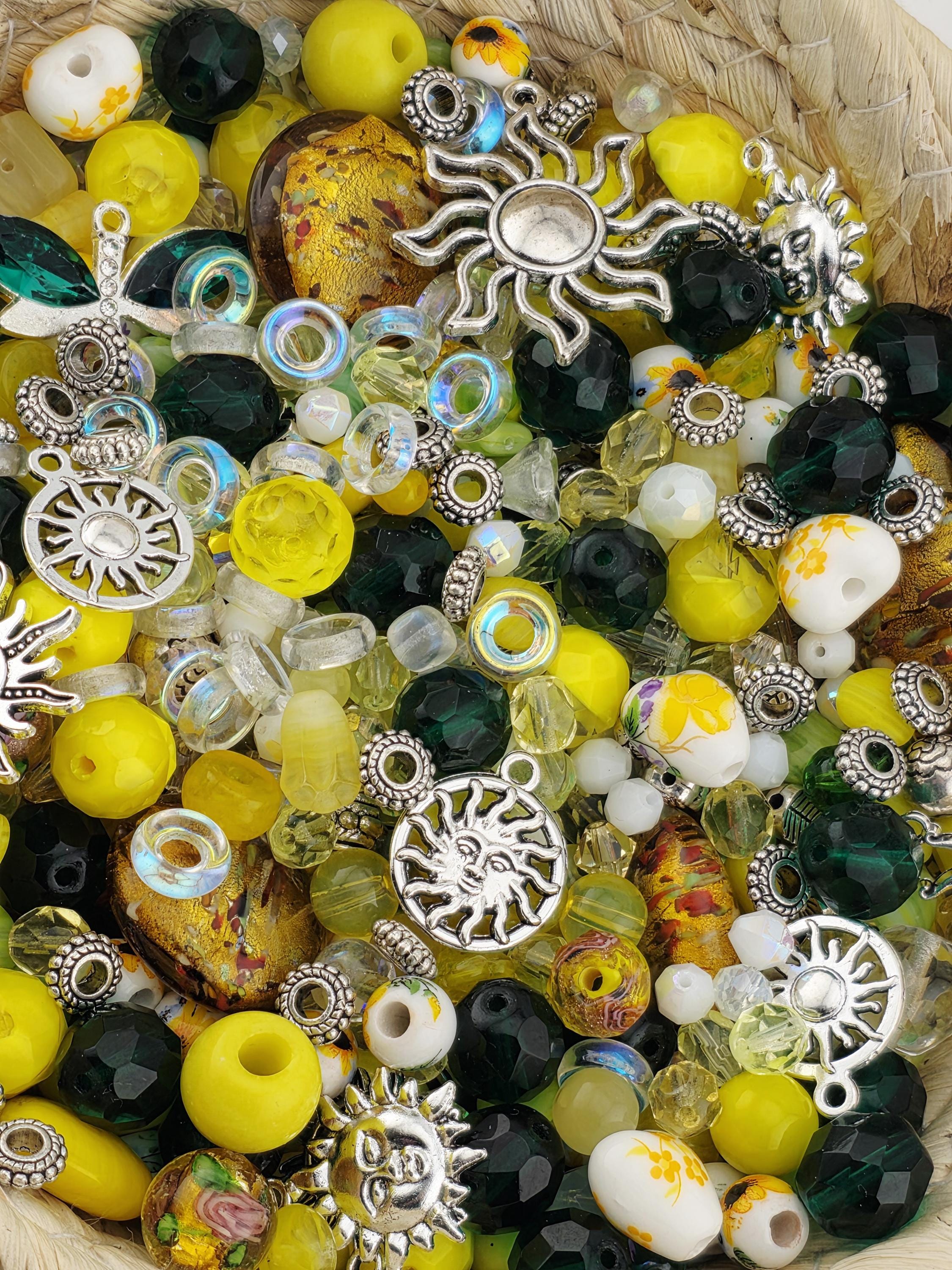 Sun of a Bead! Glass Bead Mix: Bold Jewel Tones with Playful Charms (2 oz) | Jewelry Making Bracelet Supply | Learise Curated Mix