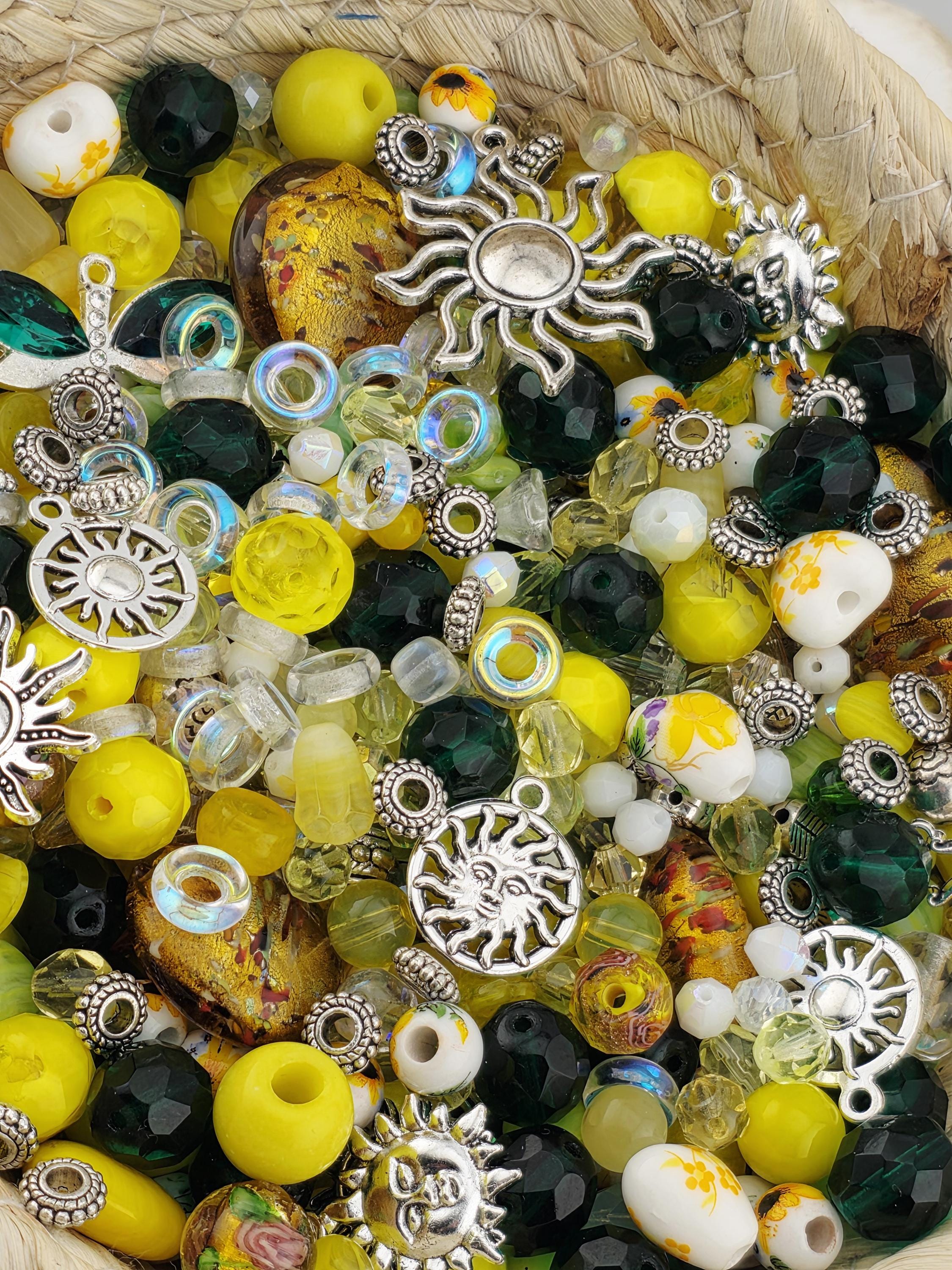 Sun of a Bead! Glass Bead Mix: Bold Jewel Tones with Playful Charms (2 oz) | Jewelry Making Bracelet Supply | Learise Curated Mix