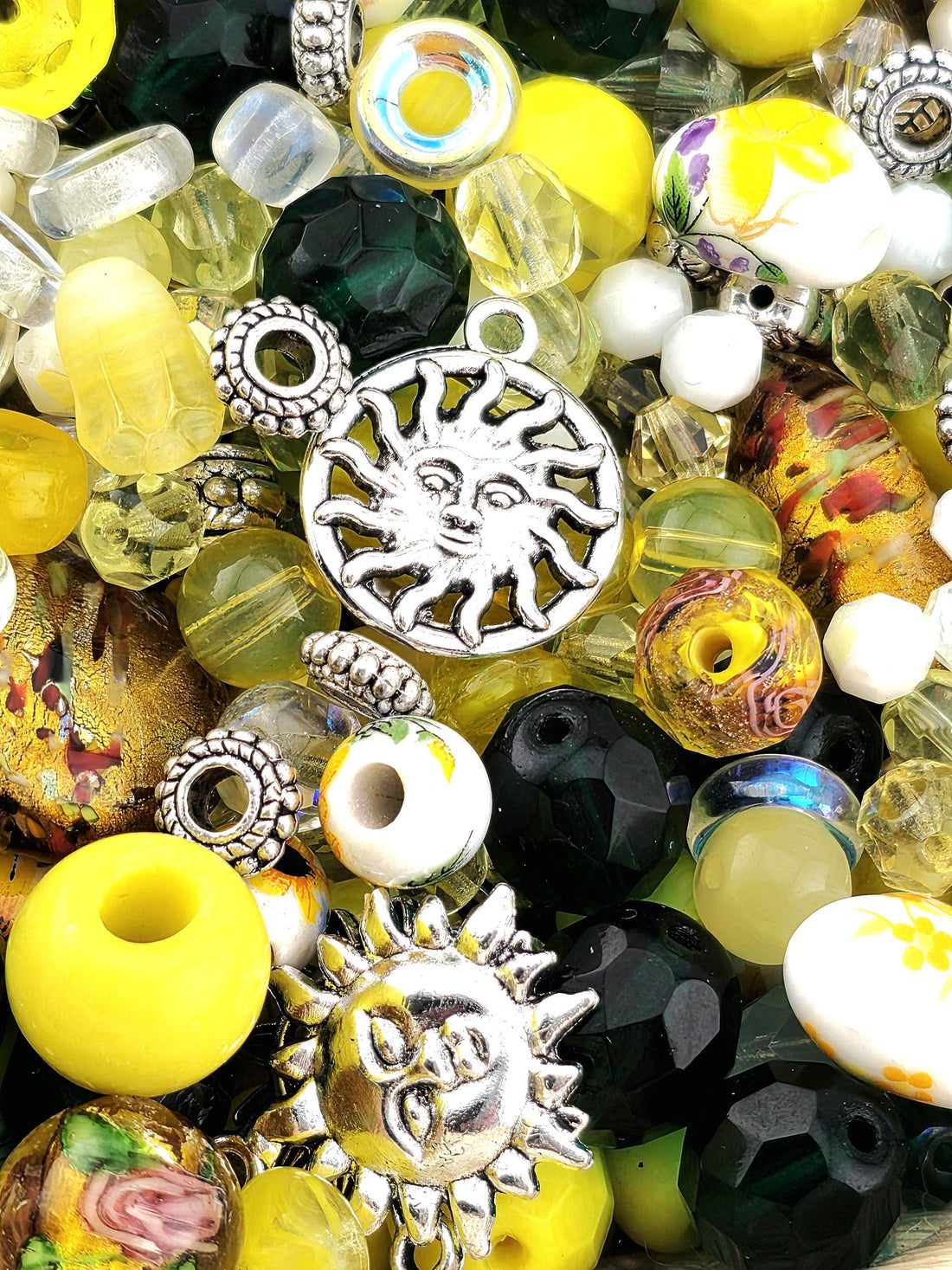 Sun of a Bead! Glass Bead Mix: Bold Jewel Tones with Playful Charms (2 oz) | Jewelry Making Bracelet Supply | Learise Curated Mix