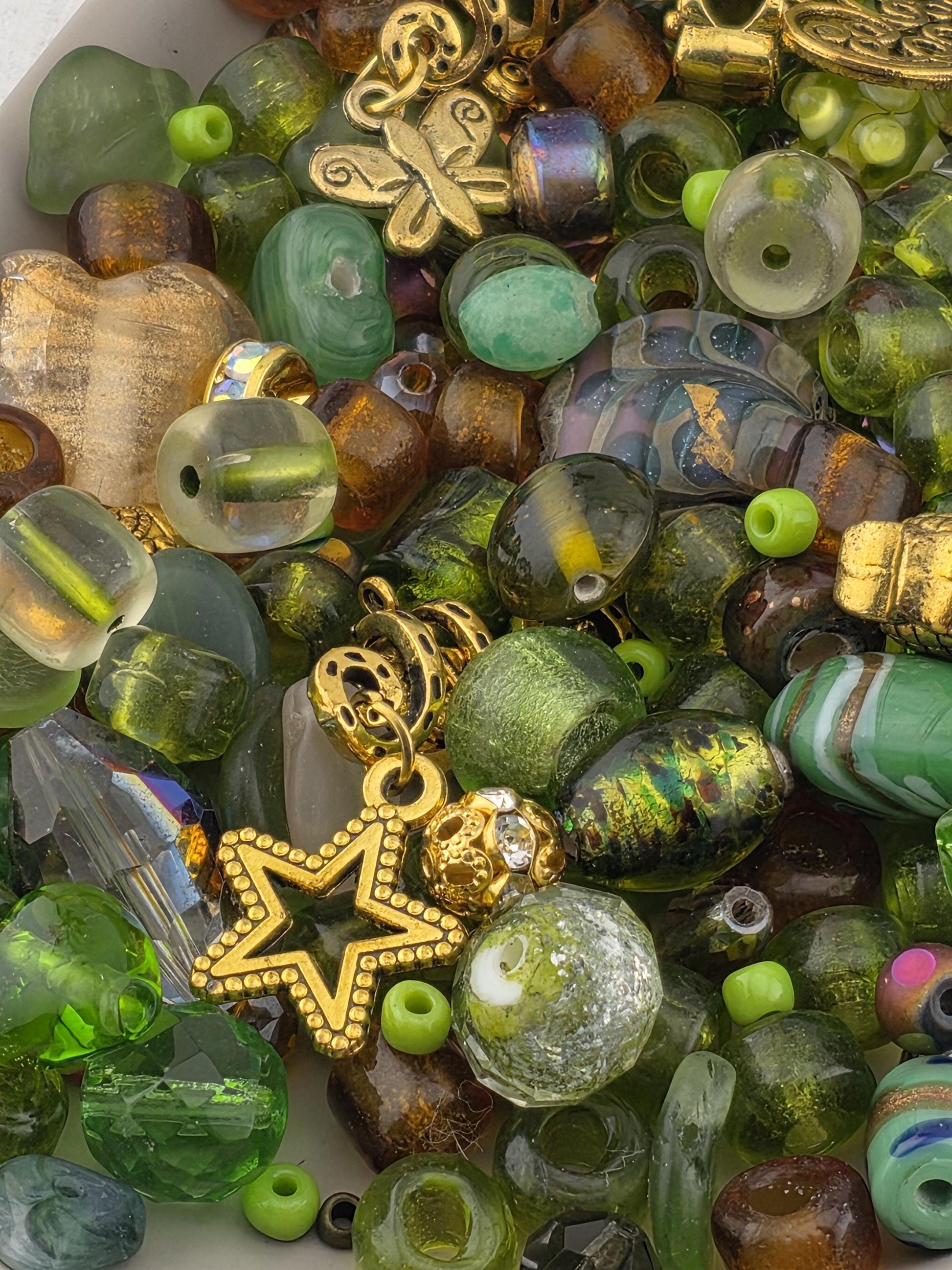 Back in stock Dirty Martini Glass and Metal Bead mix by Learise. Limited quantities.(56g Pkg)