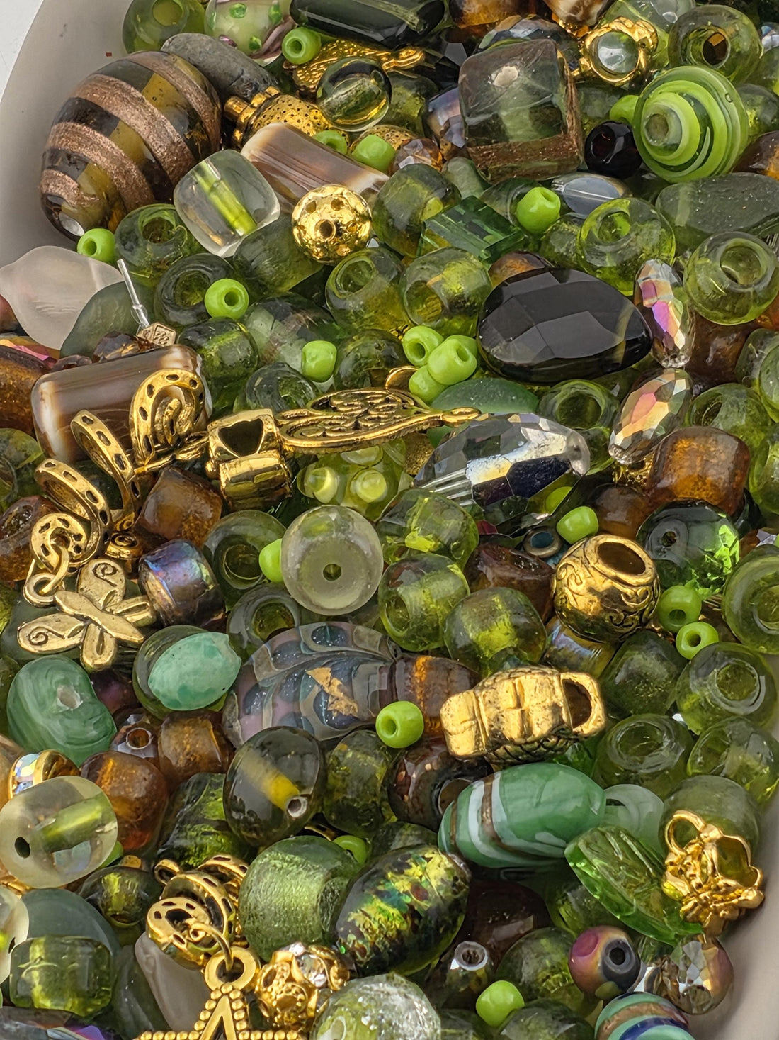 Back in stock Dirty Martini Glass and Metal Bead mix by Learise. Limited quantities.(56g Pkg)