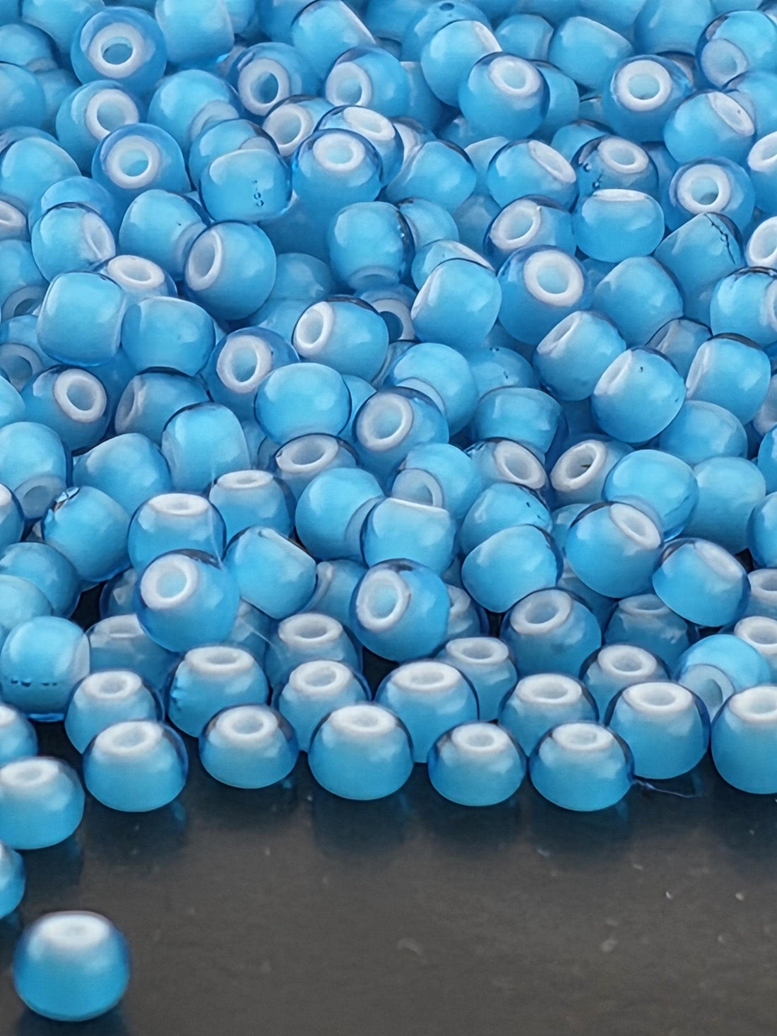 Vintage Sky Blue with White Hearts | Size 8 | 15g