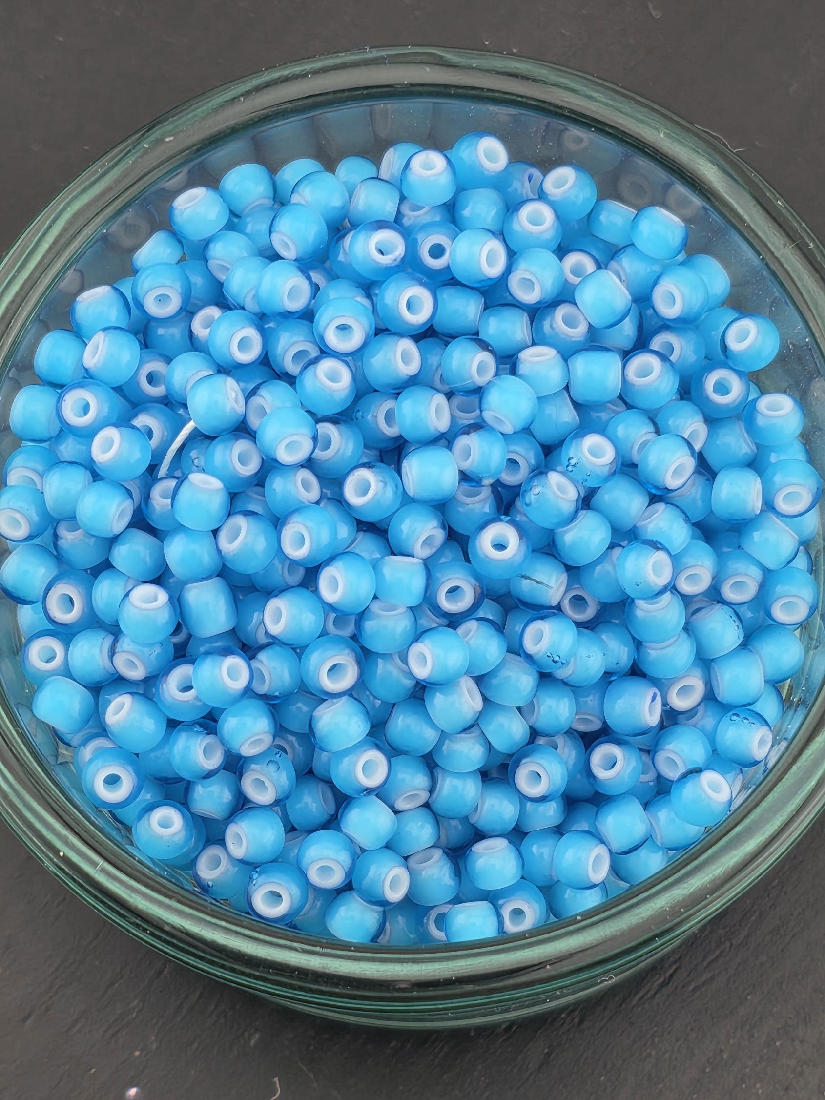 Vintage Sky Blue with White Hearts | Size 8 | 15g