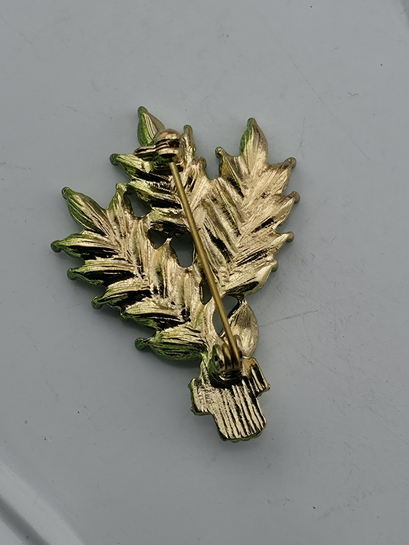 Bamboo Leaf Brooch: Nature-Inspired Pin (Light Green Enamel, Plated) | Handmade Pin | Jacket Scarf Hat Accessory | Gift Idea