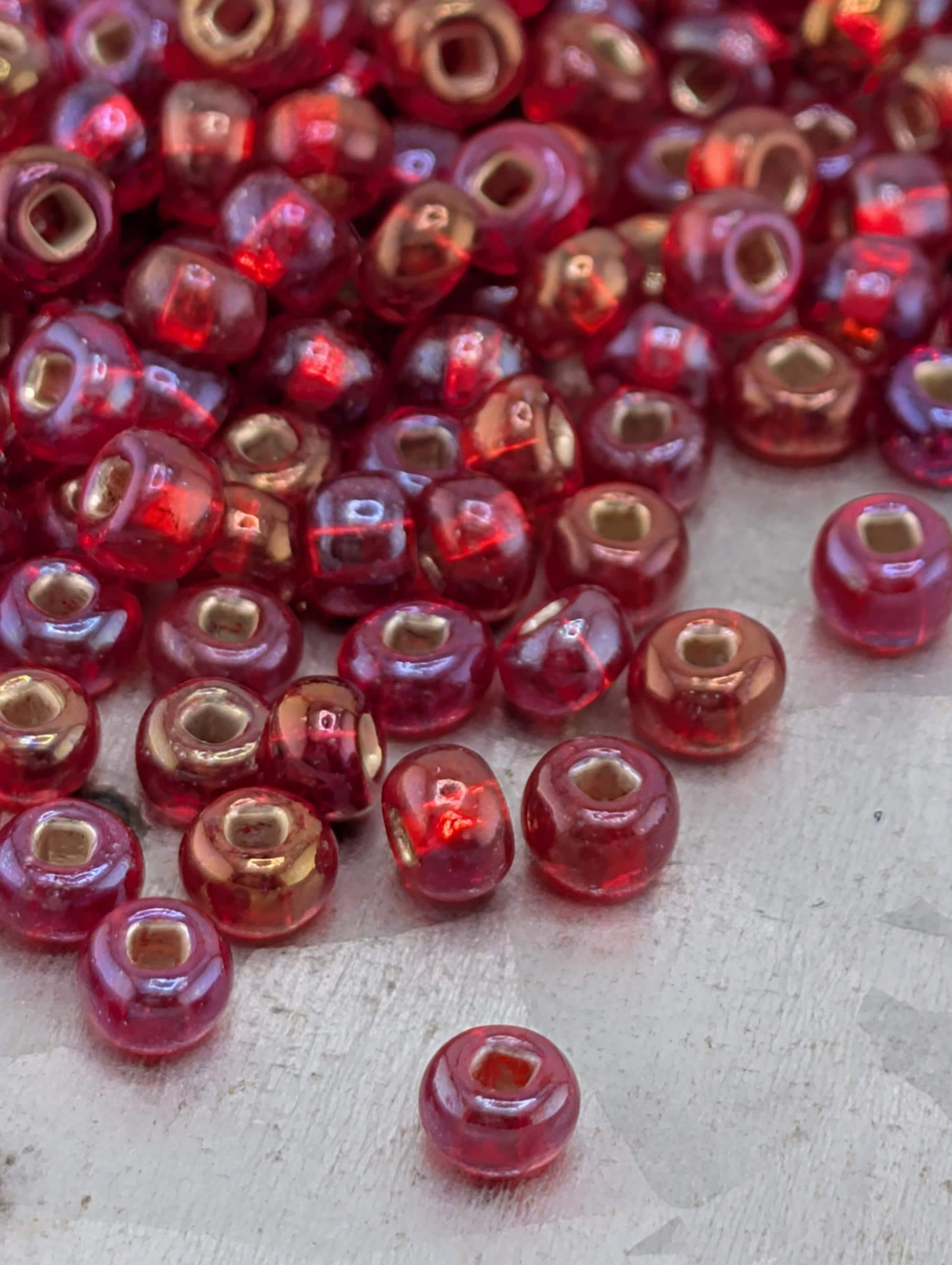 Transparent SilverLined Red AB | Size 6 | 15g | Preciosa-Ornela Glass Seed Beads