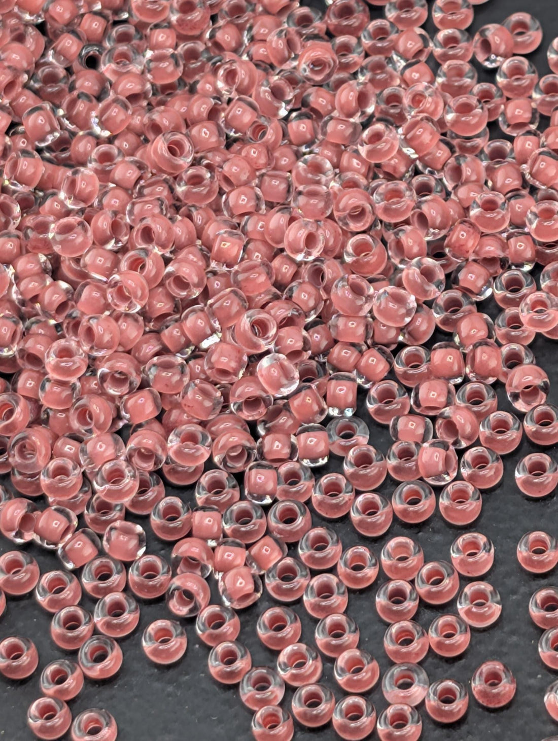 Transparent Terra-Intensive Crystal Lined Brown | Size 11 | Half-Hank (12" 6-String) | Preciosa-Ornela Glass Seed Beads