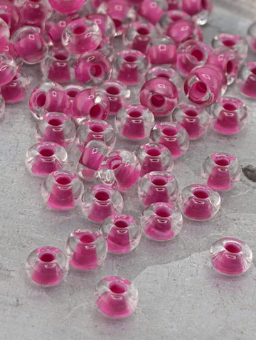 Transparent Terra Intensive Crystal Lined Magenta | Size 6 | 20g Tube | Preciosa-Ornela Glass Seed Beads