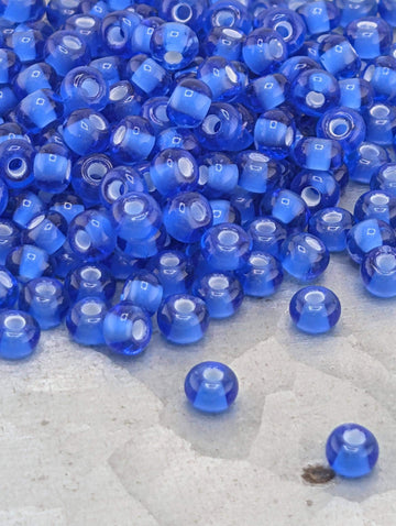Transparent ChalkwhiteLined Sapphire | Size 6 | 15g | Preciosa-Ornela Glass Seed Beads