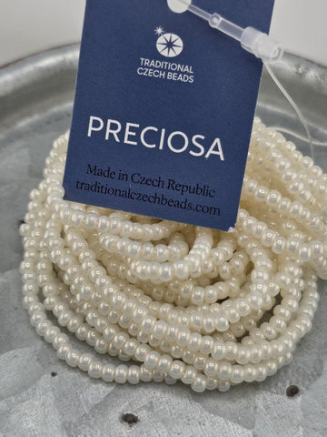 Translucent Pearl Ceylon | Size 8 | Half-Hank (12" 6-String) | Preciosa-Ornela Glass Seed Beads